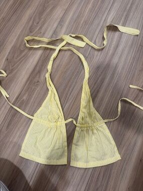 Yellow Striped Triangle Halter Top